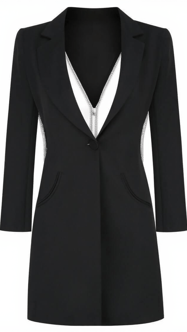 AIIZIE JUNO PLUNGE BACKLESS BLAZER DRESS - product image