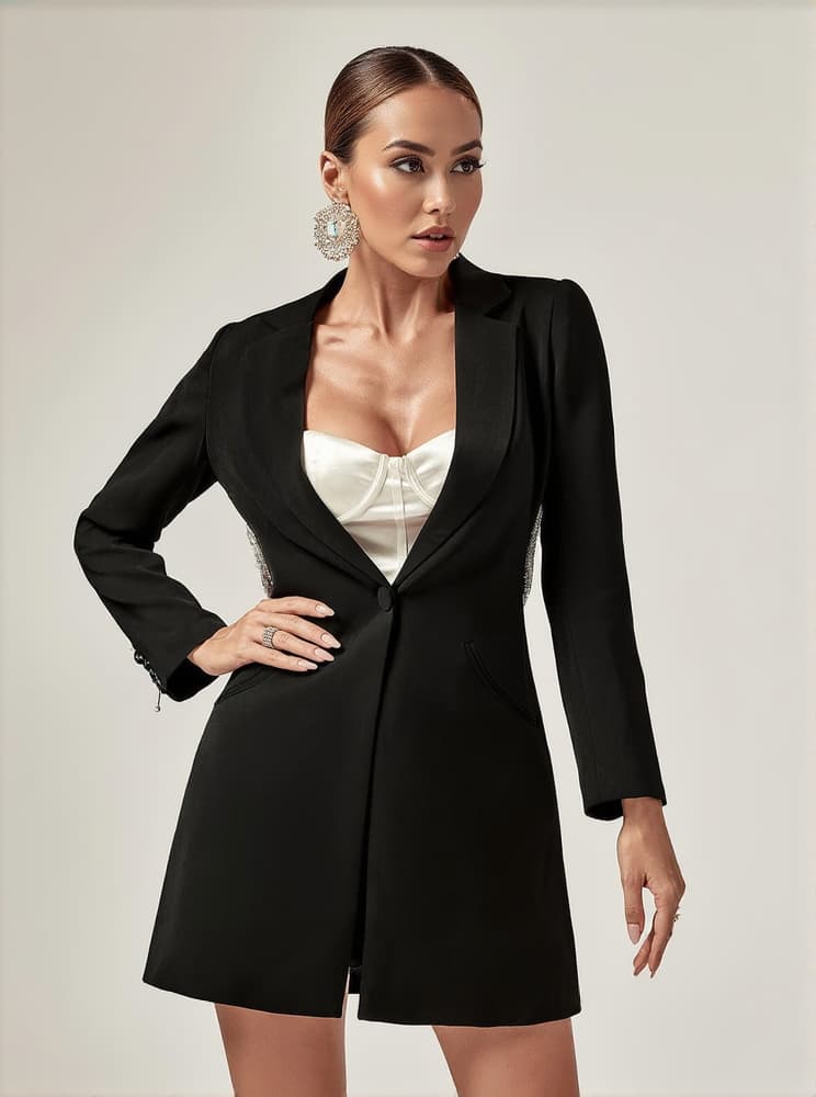 Juno Plunge Backless Blazer Dress