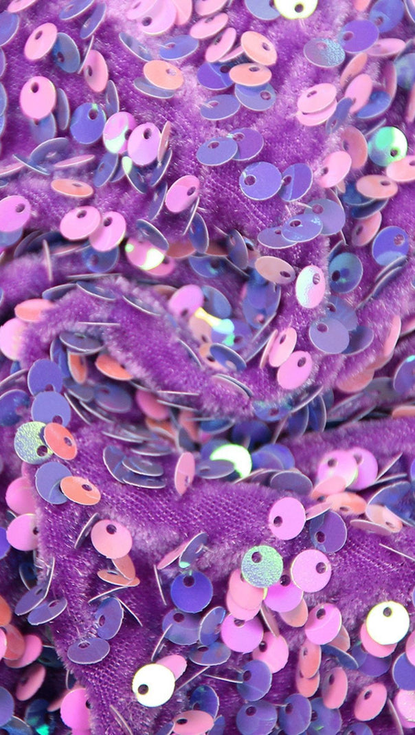 ABITO MIDI SENZA SPALLINE CON PAILLETTES VIOLA 
