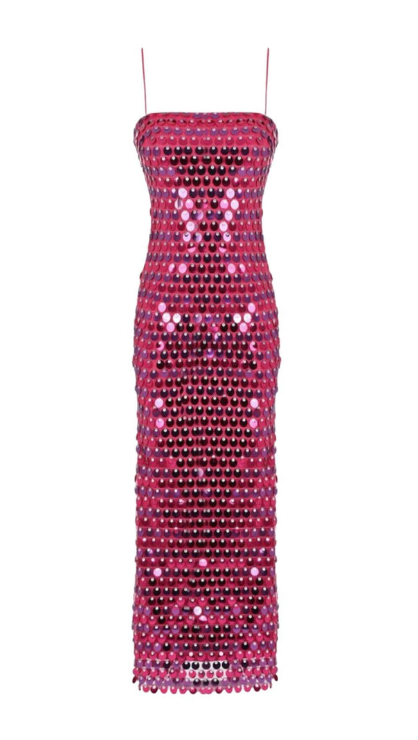 AIIZIE SEQUIN PHOENIX MIDI DRESS IN DARK PINK - product image