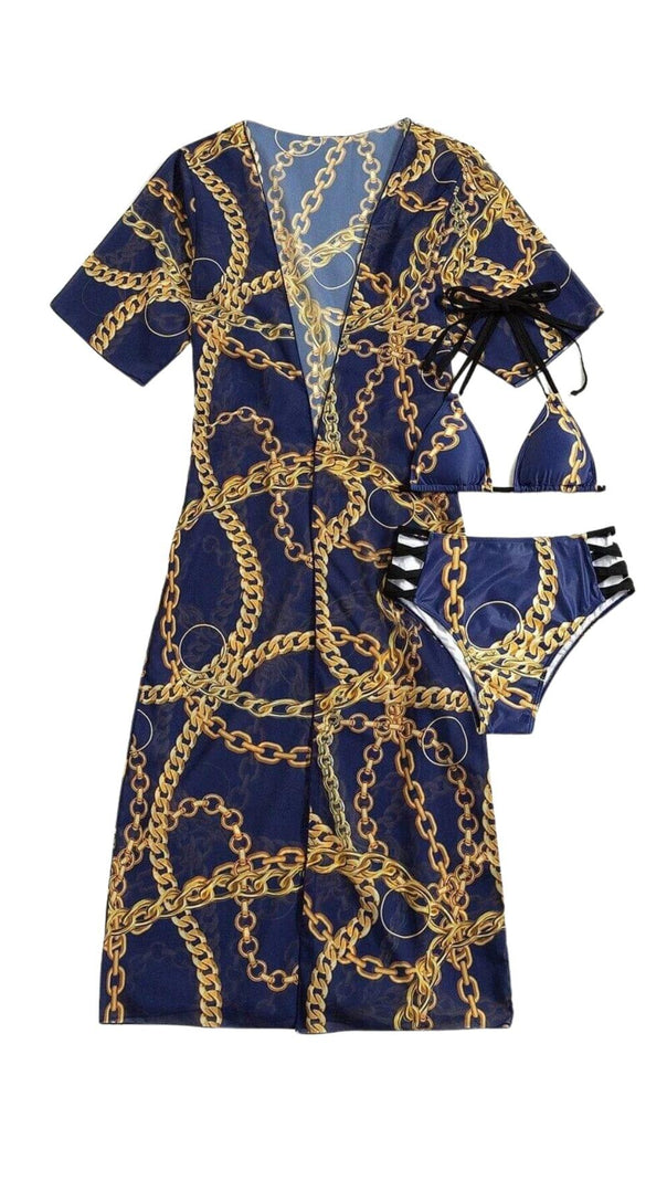 AIIZIE BRYONY BIKINI THREE PIECE SET - BLUE - product image