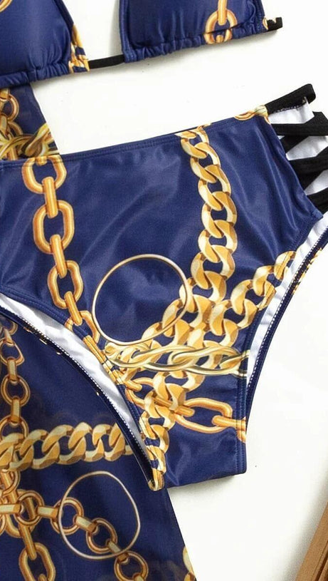 BRYONY BIKINI THREE PIECE SET - BLUE