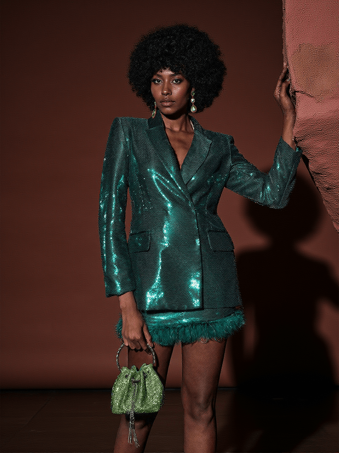 DOVIE PATCHWORK SEQUIN BLAZER SET