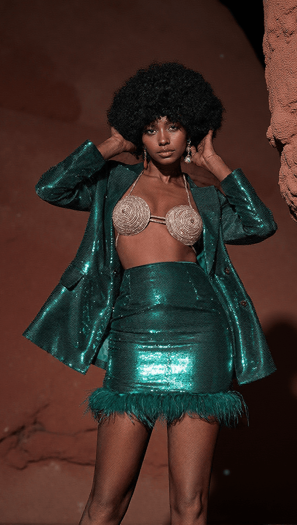 AIIZIE DOVIE PATCHWORK SEQUIN BLAZER SET - product image