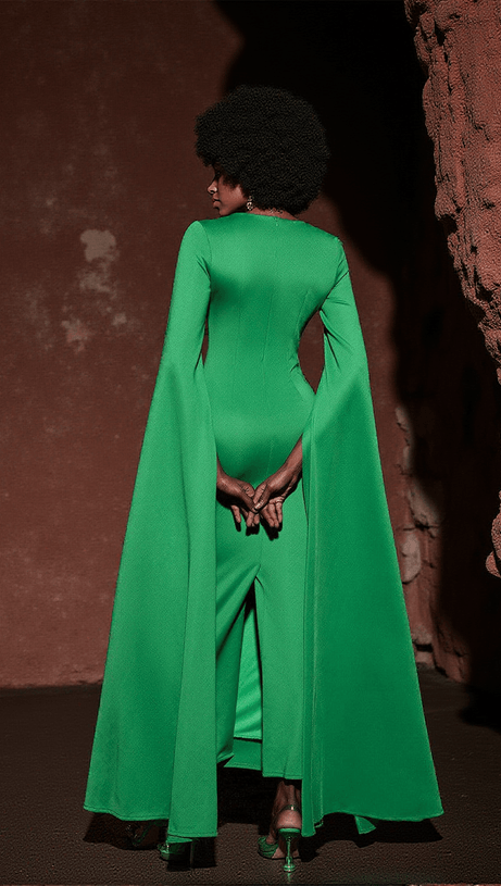 ABITO LUNGO GERTIE A MANICHE LUNGHE CON TAGLIO VERDE