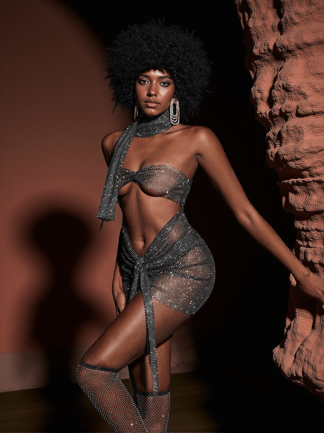 MINI ABITO IN COTTA DI CATENA CON TAGLIO DELFINA