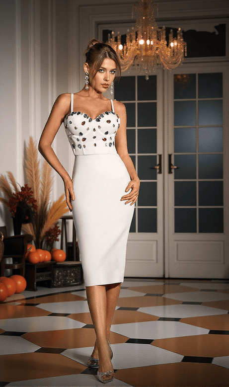 Mariam Bandage Pencil Skirt In White