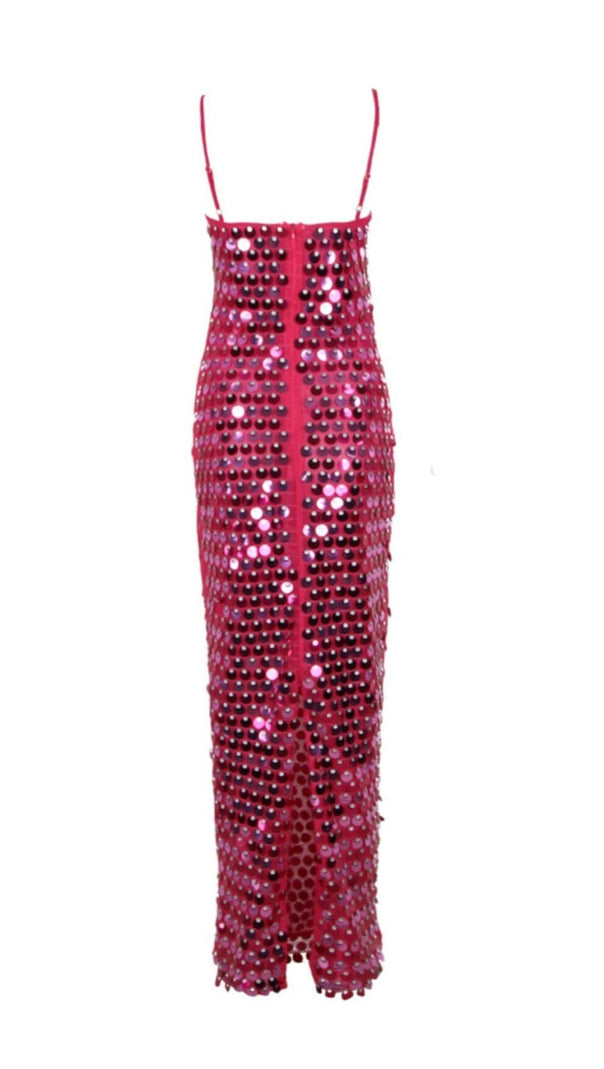 AIIZIE SEQUIN PHOENIX MIDI DRESS IN DARK PINK - product image