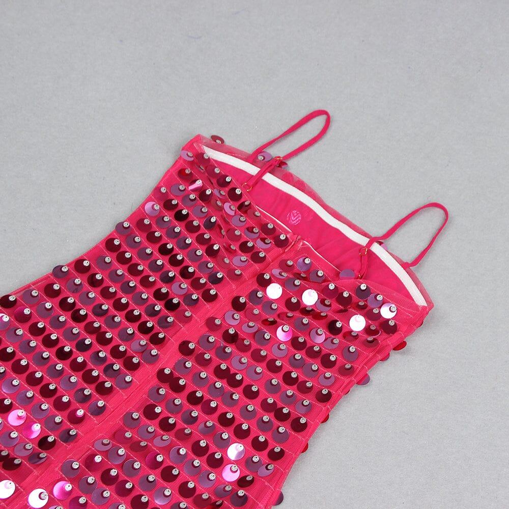 AIIZIE SEQUIN PHOENIX MIDI DRESS IN DARK PINK - product image