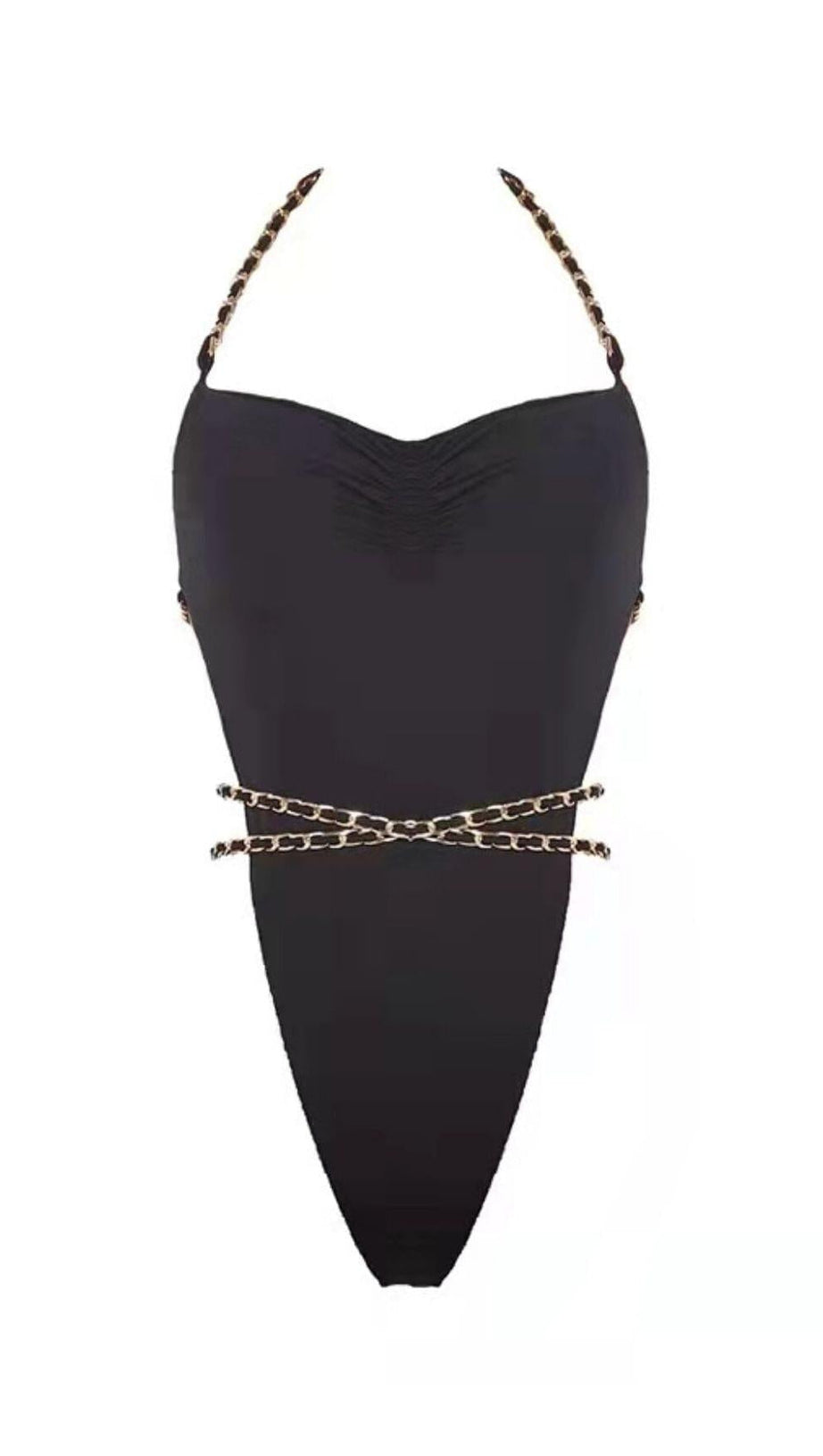 BLACK CHAIN SWIMSUIT