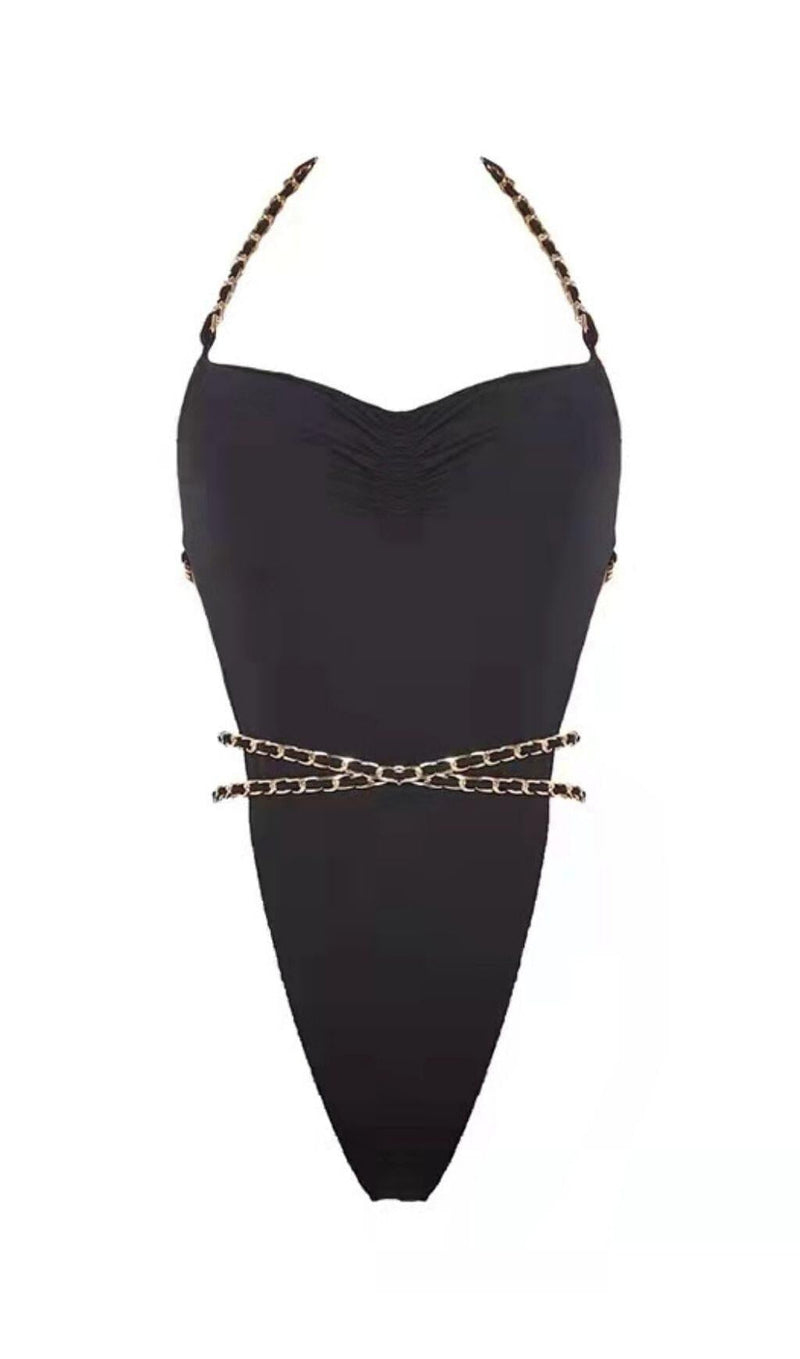 BLACK CHAIN SWIMSUIT