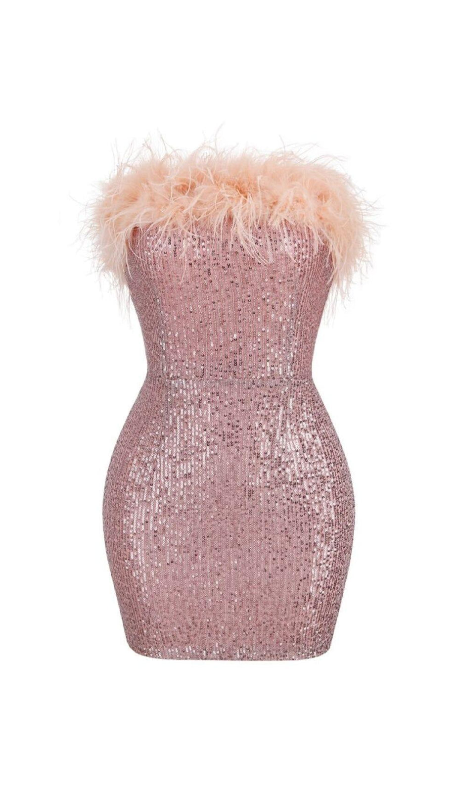 SEQUIN FEATHER OFF SHOULDER MINI DRESS