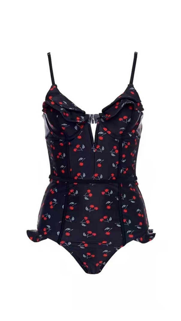 COSTUME DA BAGNO CON SCOLLO A V CHERRY - NERO
