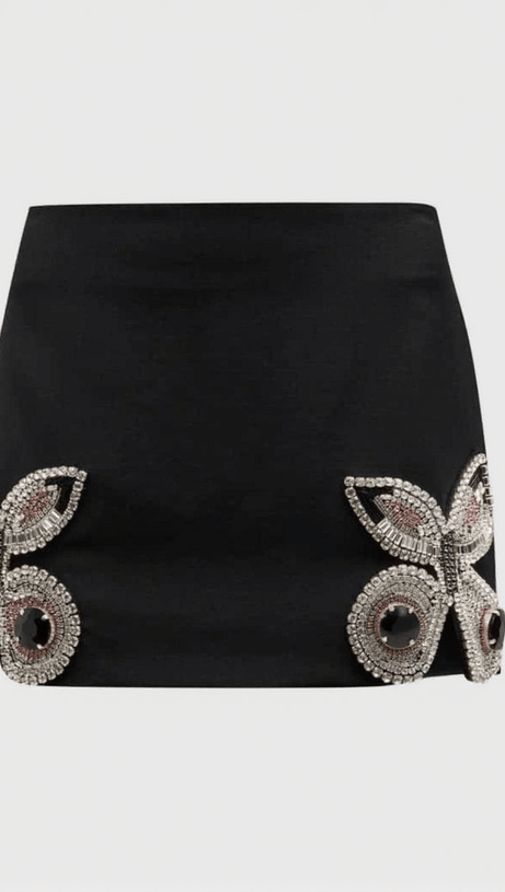 MERRICK BUTTERFLY CRYSTAL EMBELLISHED BLAZER IN BLACK