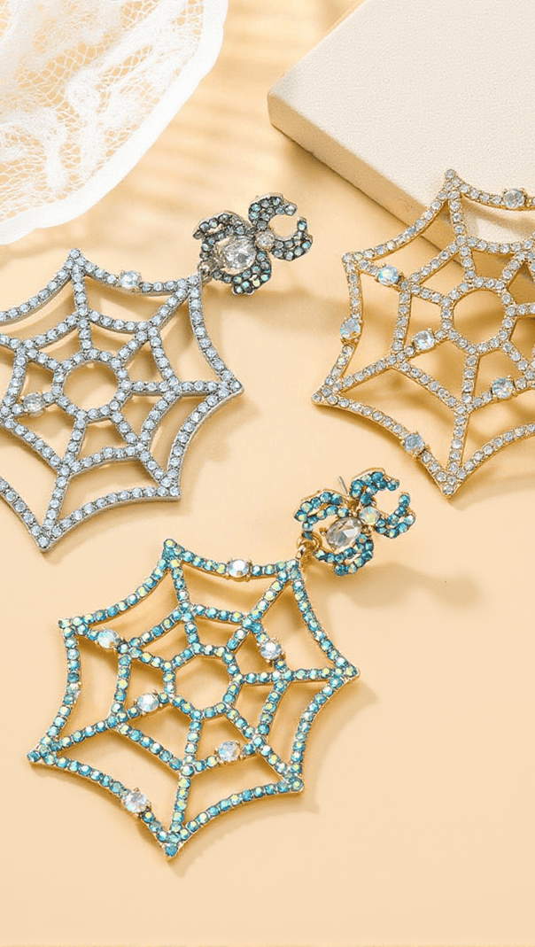 AIIZIE OCTAVIA COBWEB RHINESTONE EARRINGS - product image