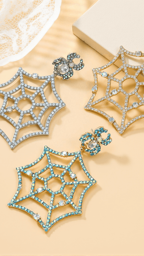 OCTAVIA COBWEB RHINESTONE EARRINGS