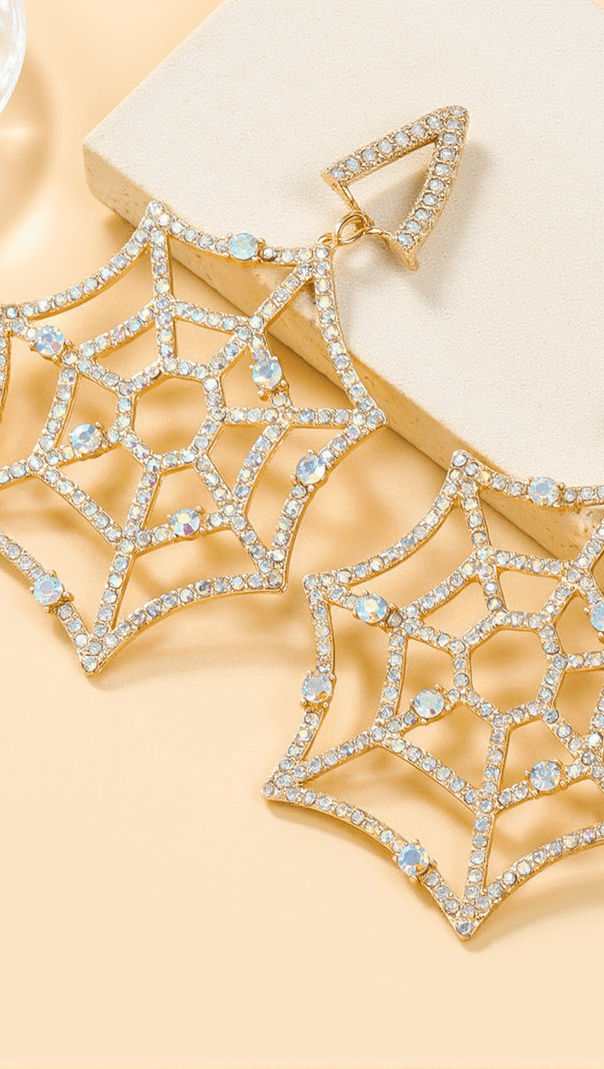 AIIZIE OCTAVIA COBWEB RHINESTONE EARRINGS - product image
