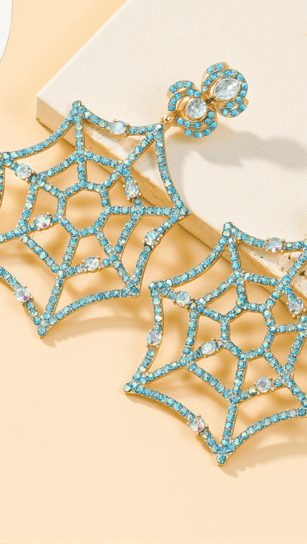 AIIZIE OCTAVIA COBWEB RHINESTONE EARRINGS - product image