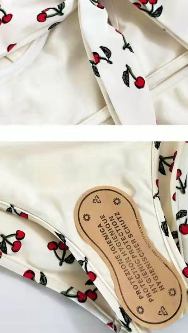 AIIZIE CHERRY PLUNGE SWIMSUIT - WHITE - product image