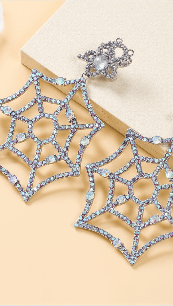 AIIZIE OCTAVIA COBWEB RHINESTONE EARRINGS - product image