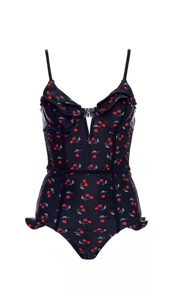 AIIZIE CHERRY PLUNGE SWIMSUIT - WHITE - product image