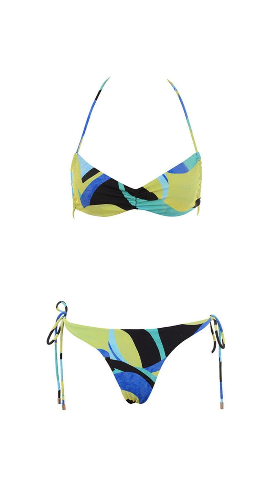 BLUE GREEN HALTER BIKINI