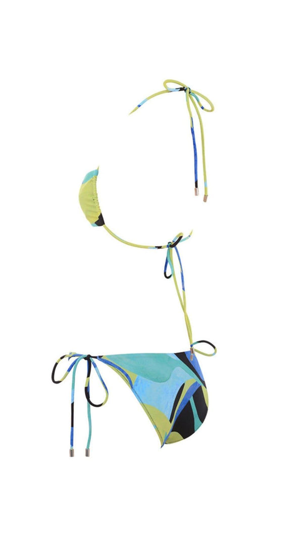 AIIZIE BLUE GREEN HALTER BIKINI - product image