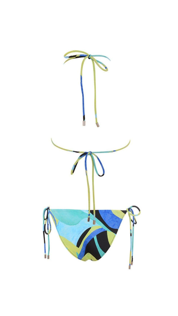 AIIZIE BLUE GREEN HALTER BIKINI - product image