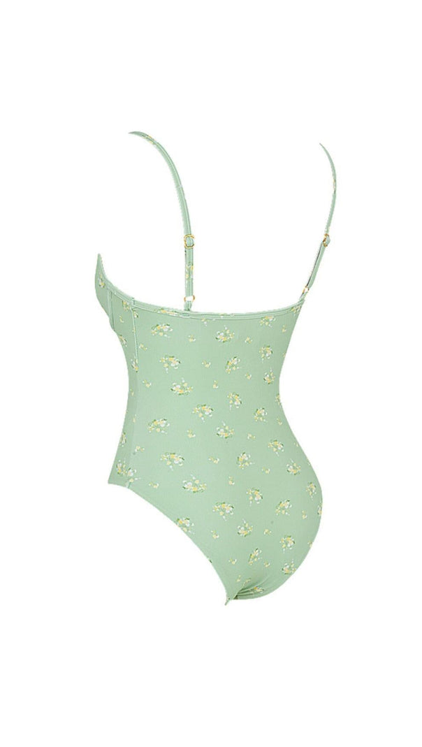 AIIZIE OLIVE FLORAL PRINT UNDERWIRED SWIMSUIT - product image