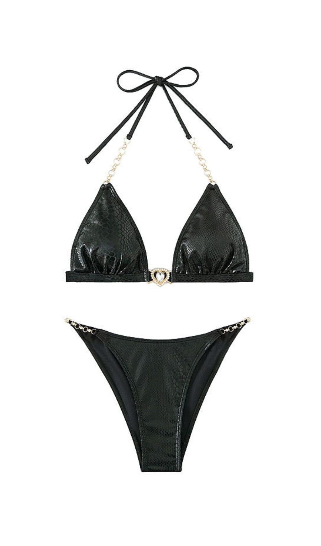 BIKINI MIT SOLIDEM VERGOLDETEM BUND