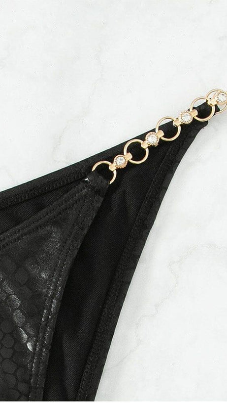 BIKINI MIT SOLIDEM VERGOLDETEM BUND