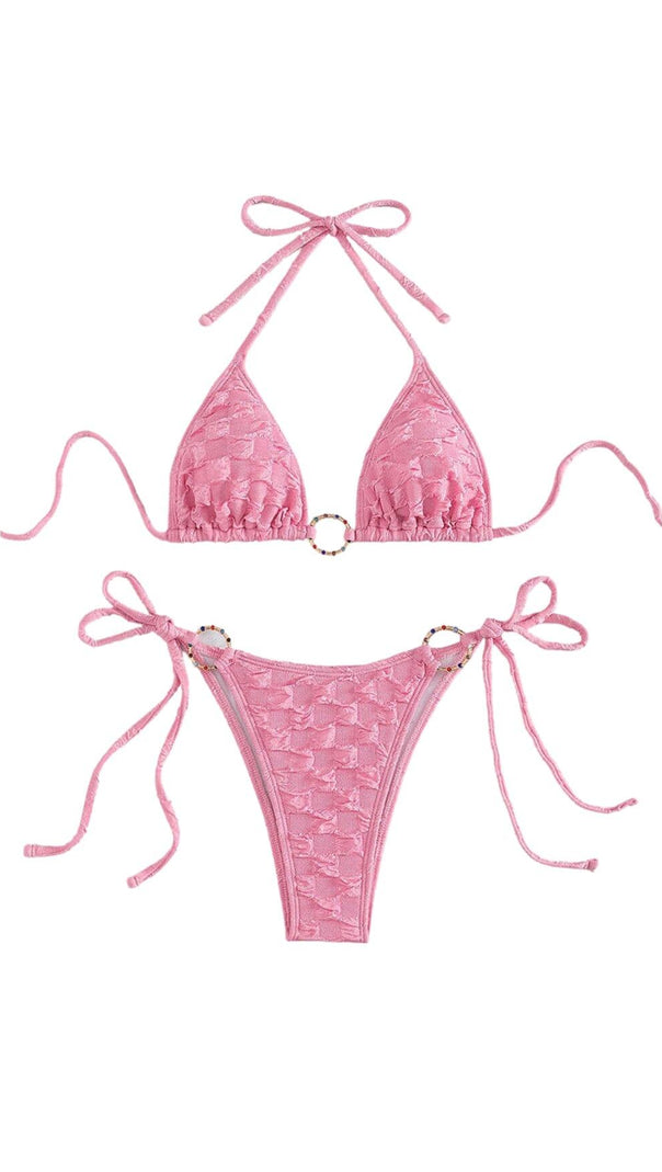 AIIZIE LACE UP BIKINI IN PINK - product image