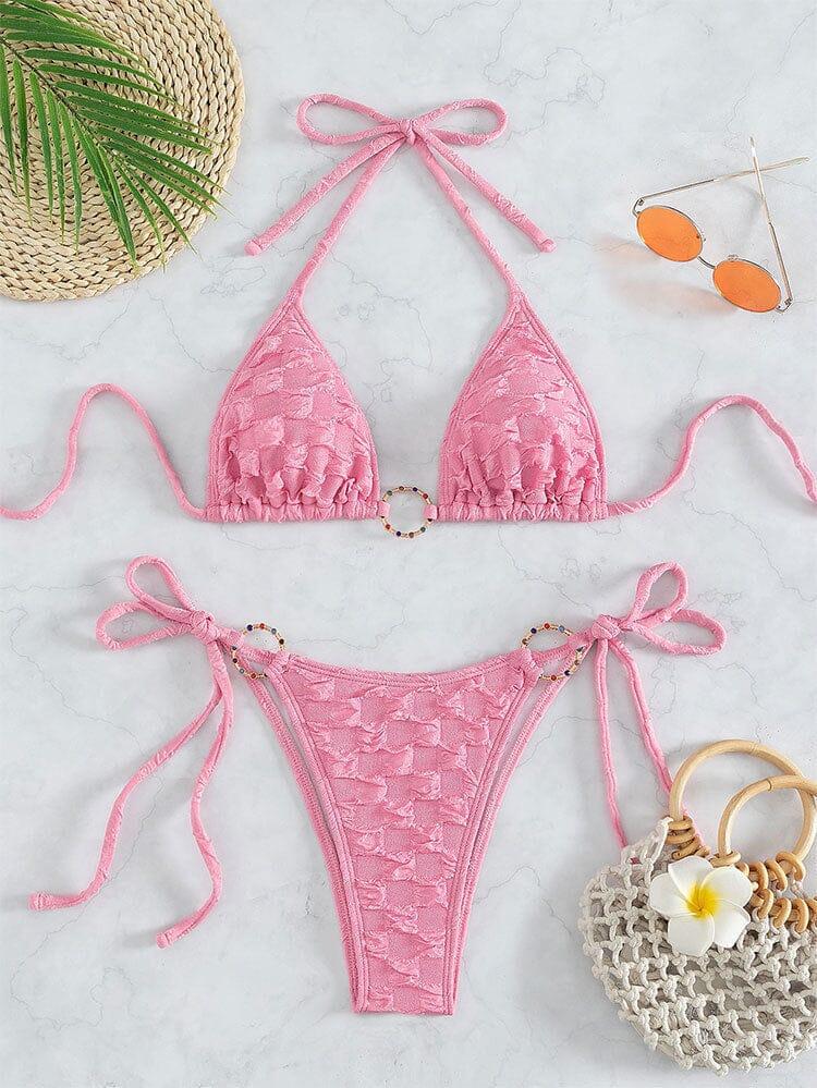 AIIZIE LACE UP BIKINI IN PINK - product image