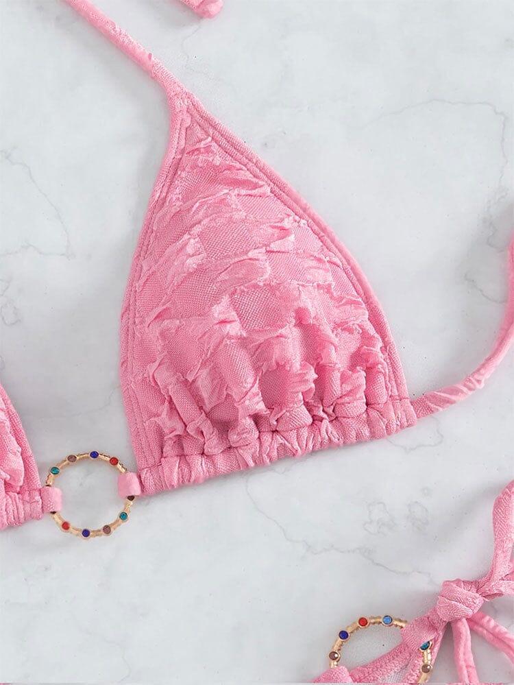 AIIZIE LACE UP BIKINI IN PINK - product image