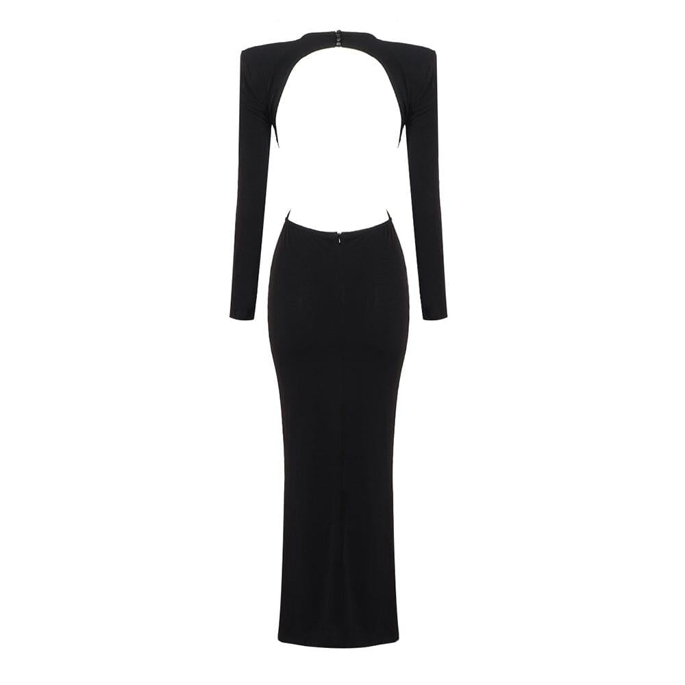 AIIZIE BACKLESS HIP WRAP MIXI DRESS IN BLACK - product image