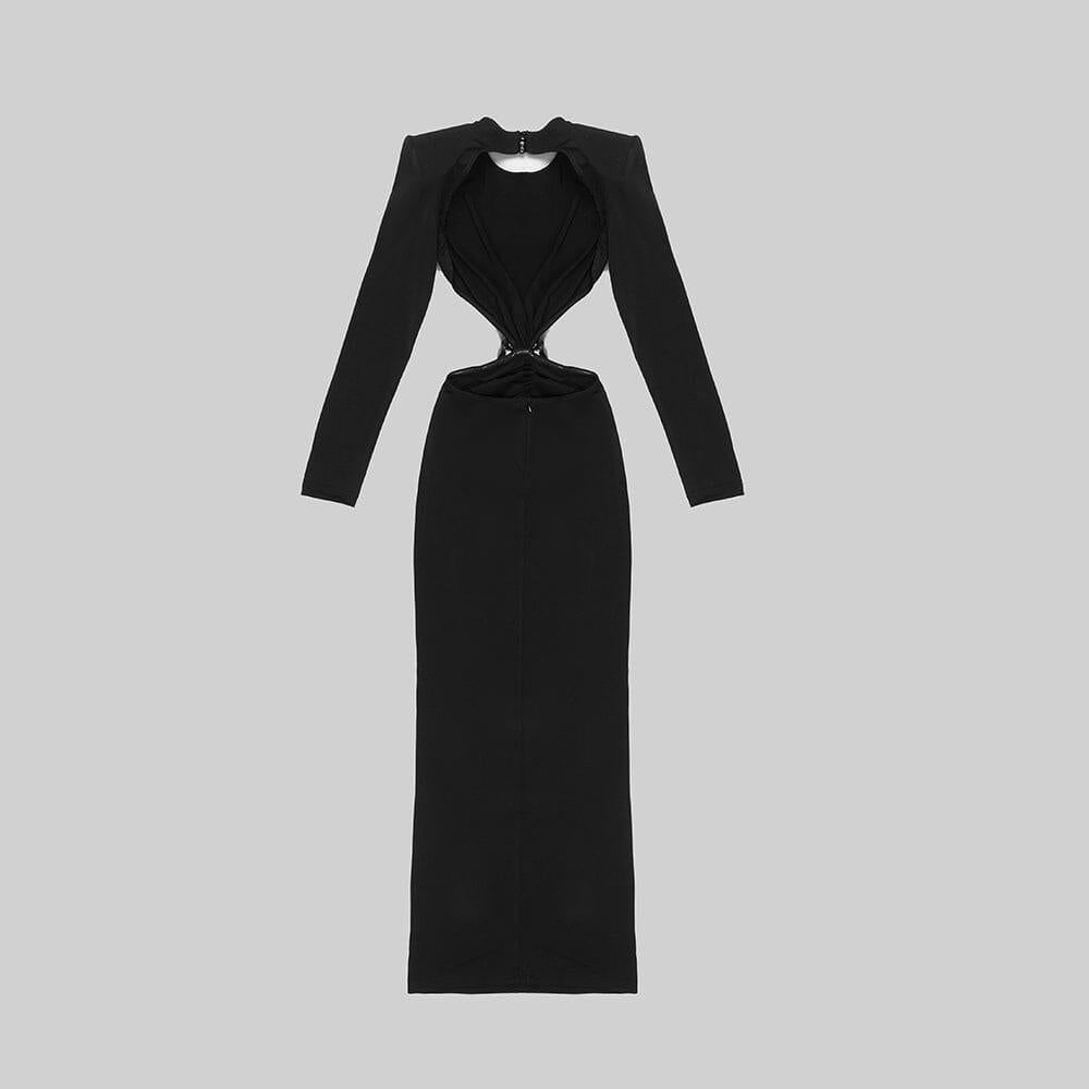 AIIZIE BACKLESS HIP WRAP MIXI DRESS IN BLACK - product image