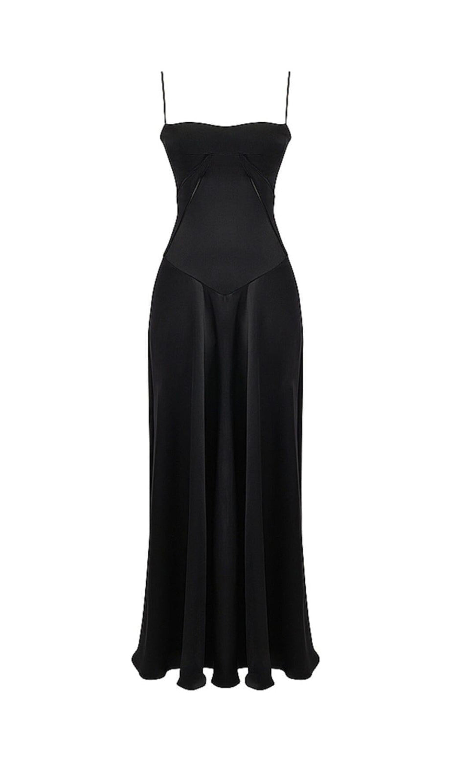 SCHWARZES MAXIKLEID MIT SCHNÜRUNG