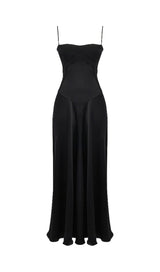 BLACK LACE UP MAXI DRESS