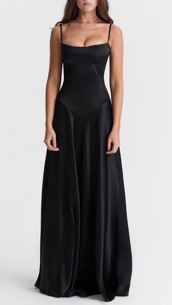AIIZIE BLACK LACE UP MAXI DRESS - product image