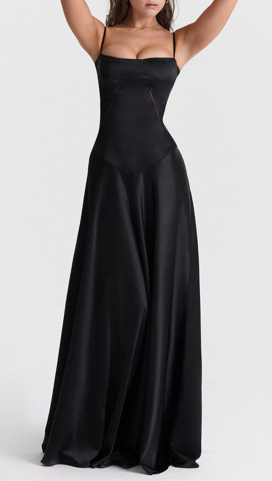 BLACK LACE UP MAXI DRESS