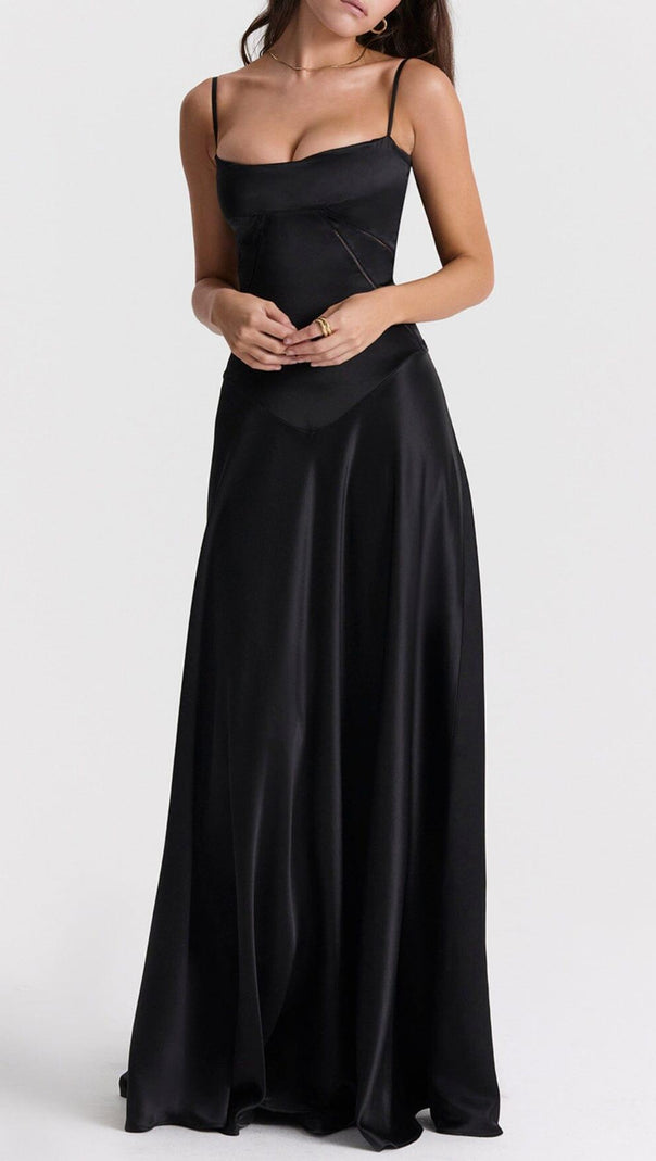 AIIZIE BLACK LACE UP MAXI DRESS - product image