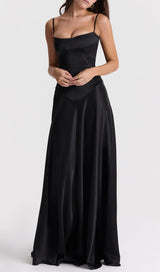 BLACK LACE UP MAXI DRESS