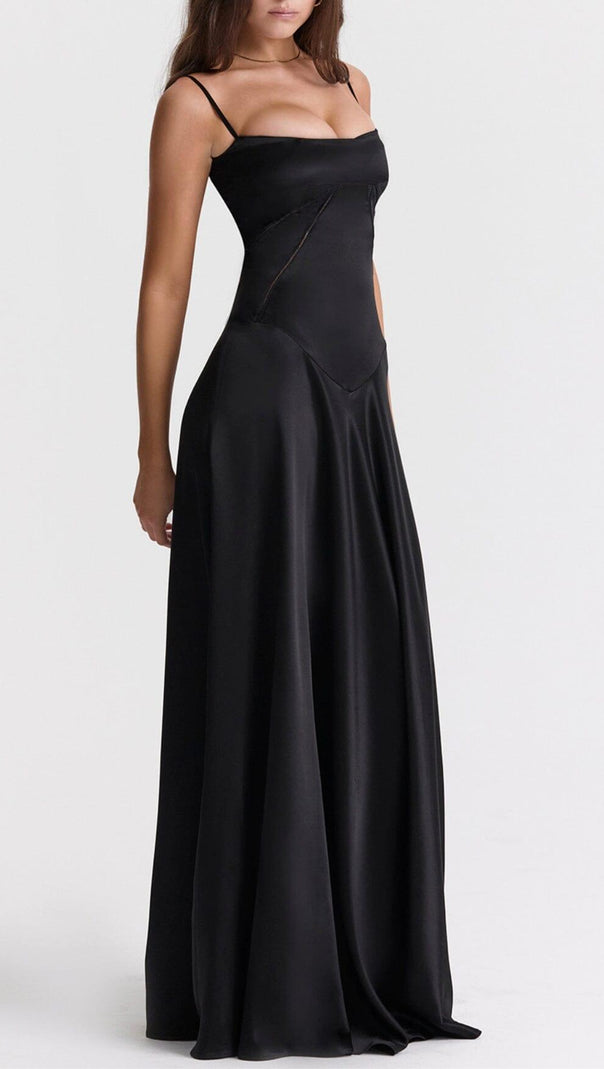AIIZIE BLACK LACE UP MAXI DRESS - product image