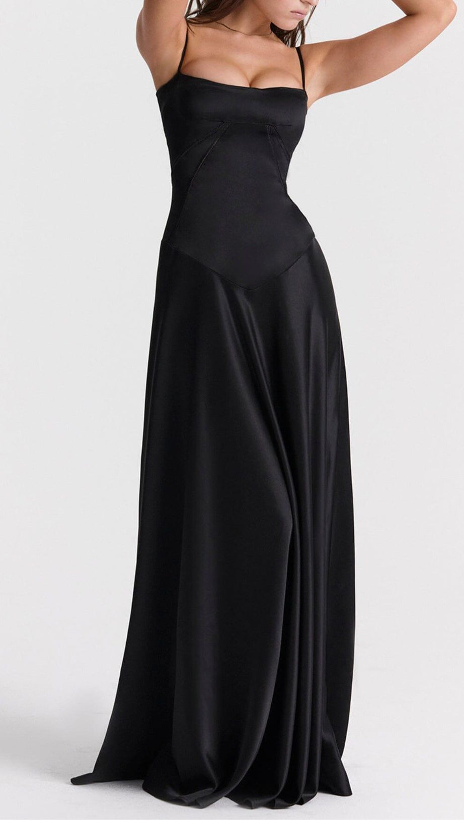 BLACK LACE UP MAXI DRESS