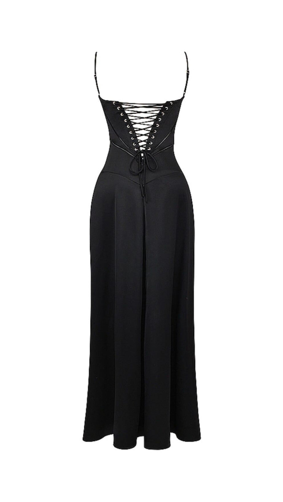 BLACK LACE UP MAXI DRESS