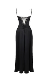 BLACK LACE UP MAXI DRESS