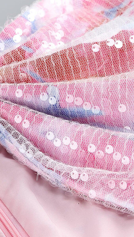 STRAPLESS LARGE BOW DECORATED PRINTED HIP MINI DRESS