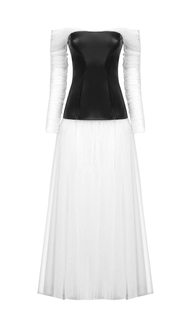 AIIZIE STRAPLESS MESH DOUBLE COLOR MATCHING MAXI DRESS - product image