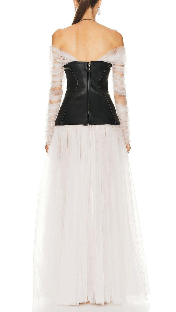 AIIZIE STRAPLESS MESH DOUBLE COLOR MATCHING MAXI DRESS - product image