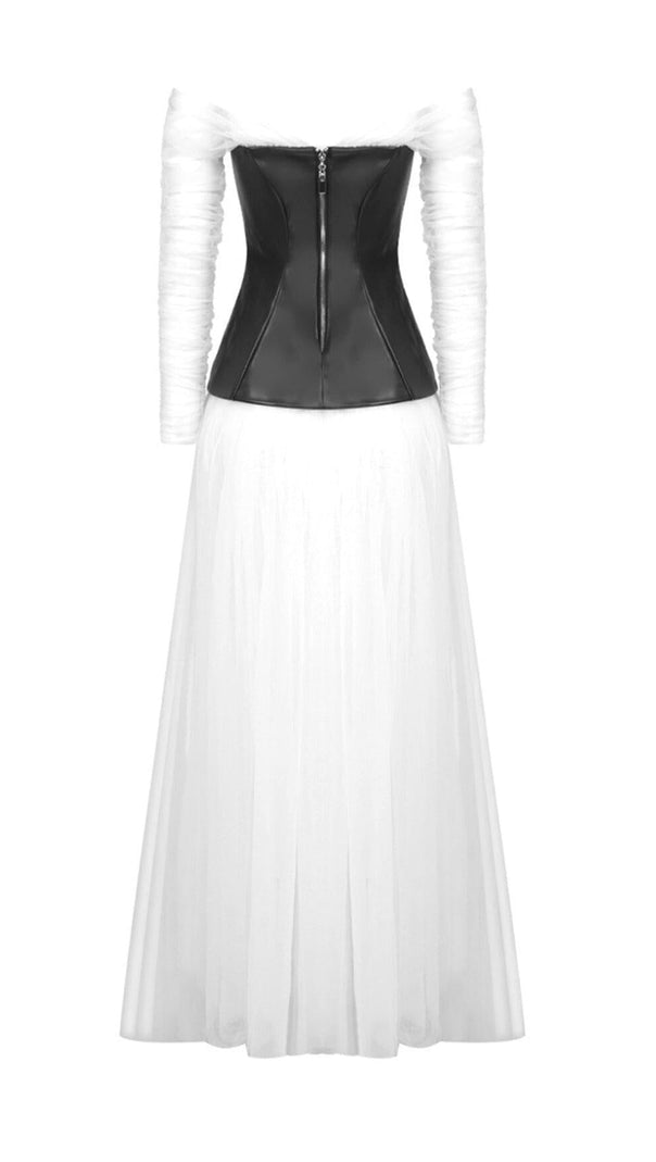 AIIZIE STRAPLESS MESH DOUBLE COLOR MATCHING MAXI DRESS - product image